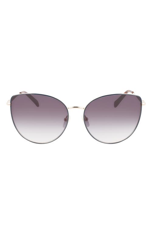 Shop Longchamp Roseau 60mm Cat Eye Sunglasses In Gold/blue