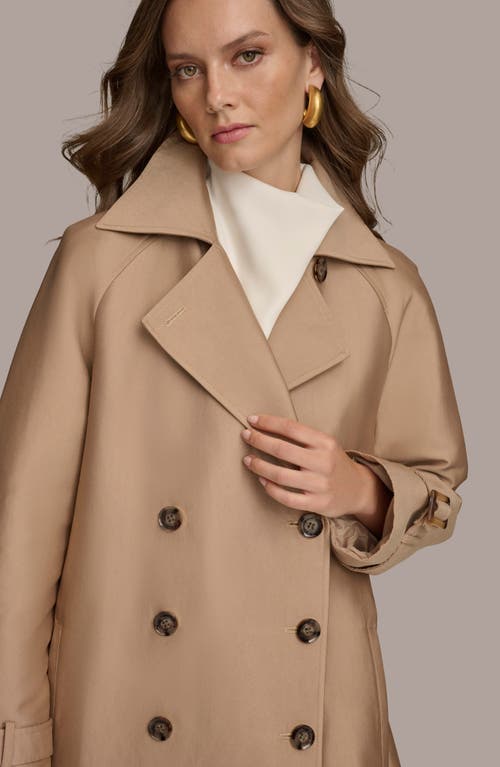 Shop Donna Karan New York Double Breasted Trench Coat In Khaki