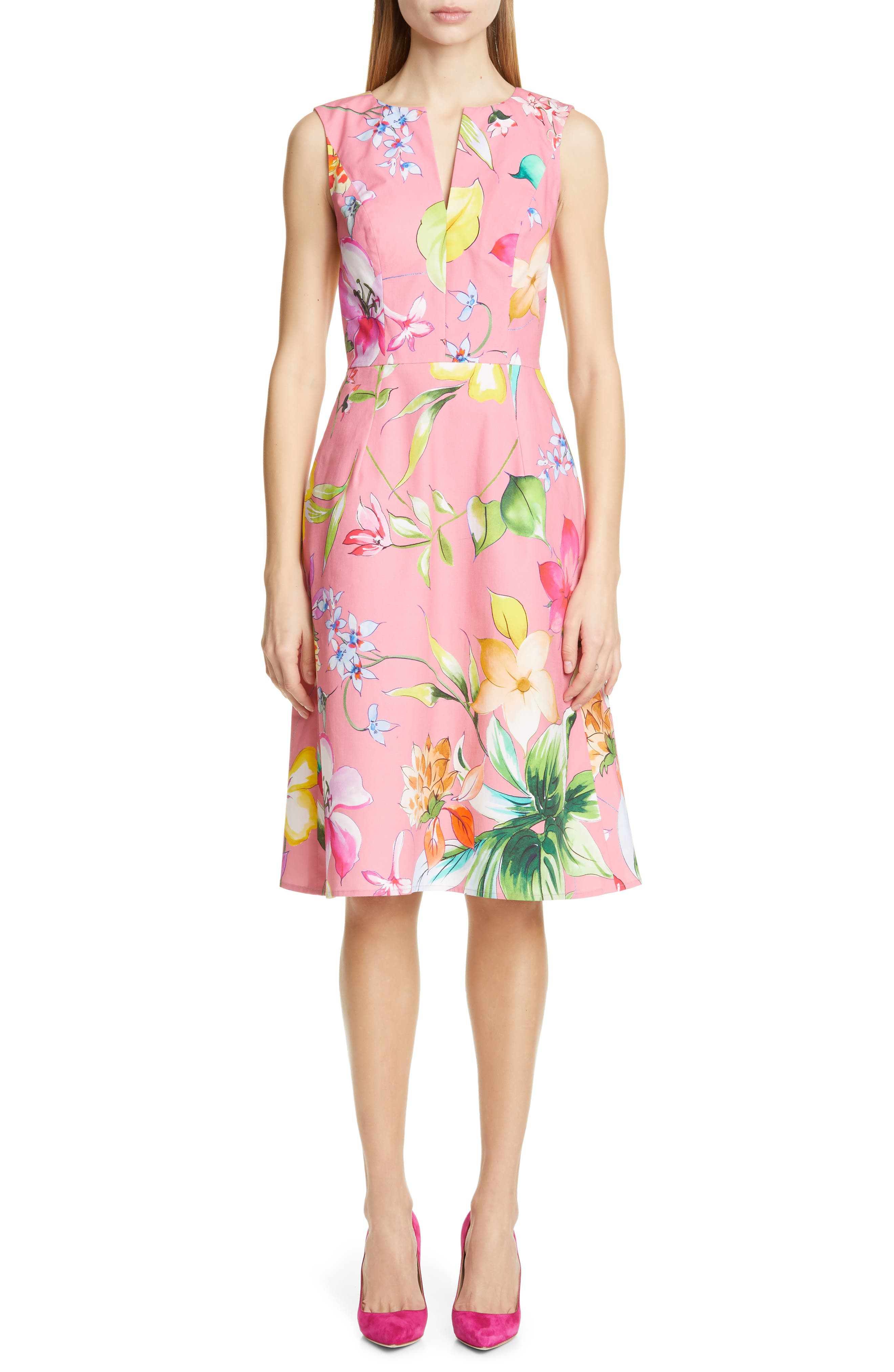 Carolina Herrera Floral Cocktail Dress