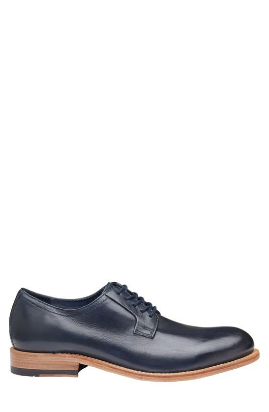 Johnston & Murphy Collection Dudley Plain Toe Derby In Navy Dip-dyed Calfskin