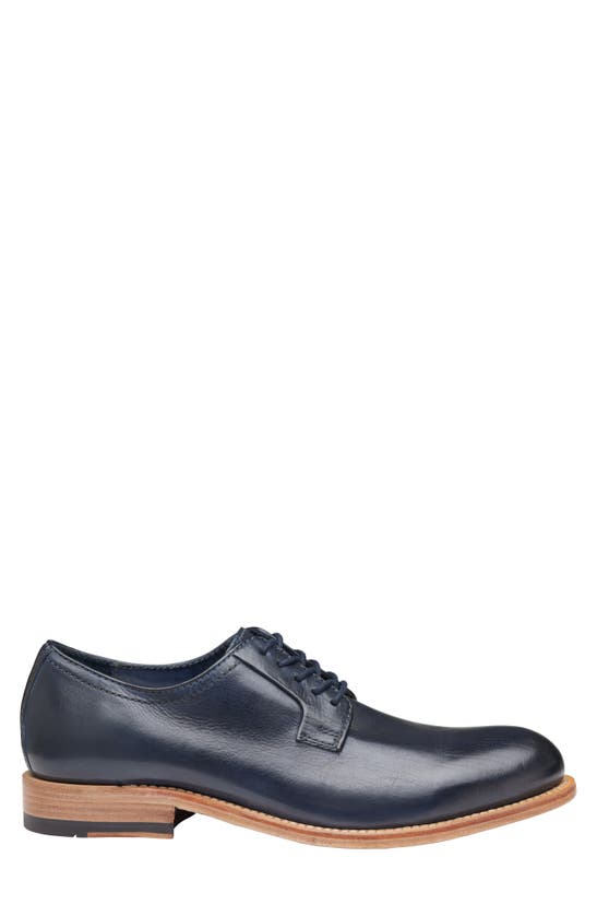 Shop Johnston & Murphy Collection Dudley Plain Toe Derby In Navy Dip-dyed Calfskin