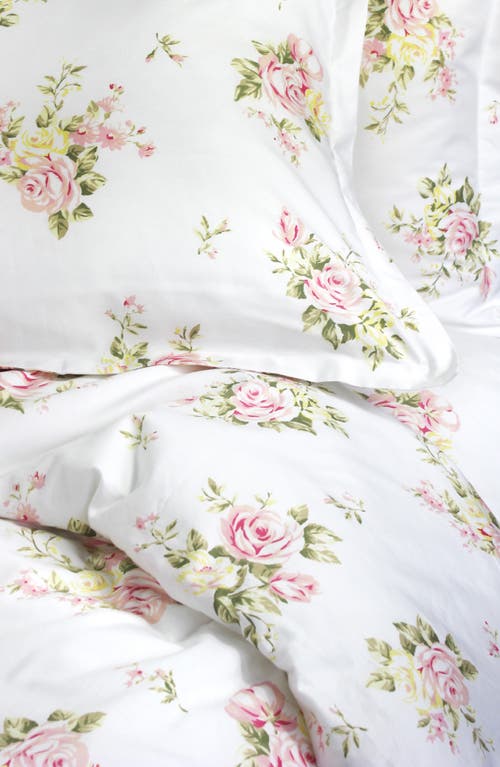 Melange Home Rose Bouquet 400 Thread Count Cotton Duvet Set In White/pink