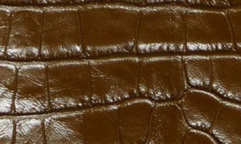 Shop Tom Ford Croco Embossed Leather Skirt In Olive Ombre