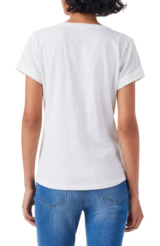 Shop Nzt By Nic+zoe Split Neck Pocket T-shirt In Paper White