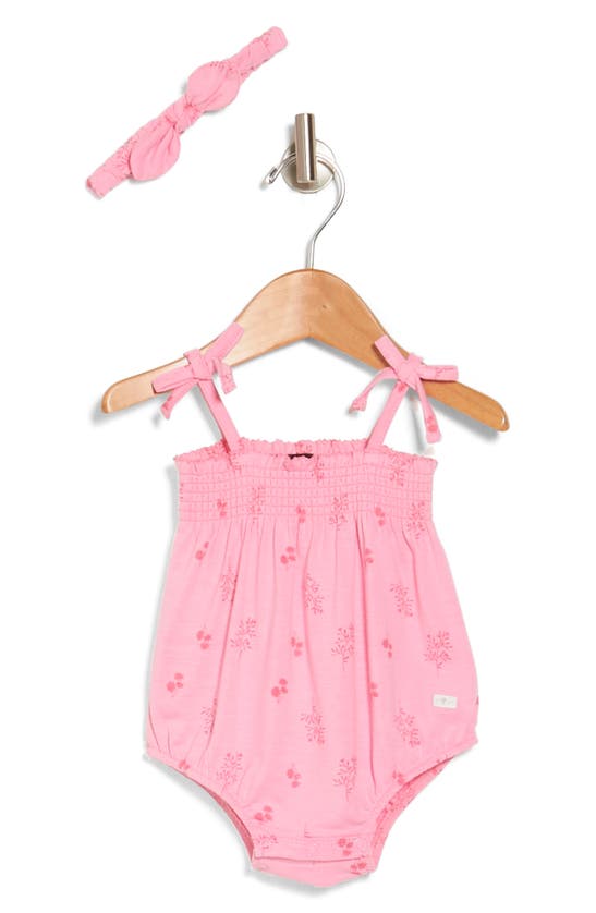 Shop 7 For All Mankind Bubble Knit Romper & Headband Set In Candy Pink