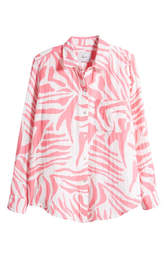Shop Rails Ellis Tiger Stripe Cotton Gauze Button-up Shirt In Pink Tiger