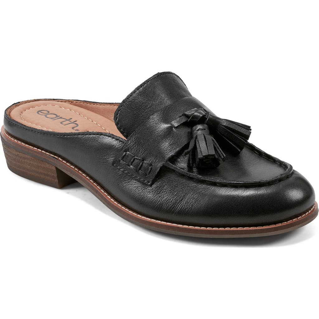 Earth Everett Womens Tassel Loafer Mules In Black
