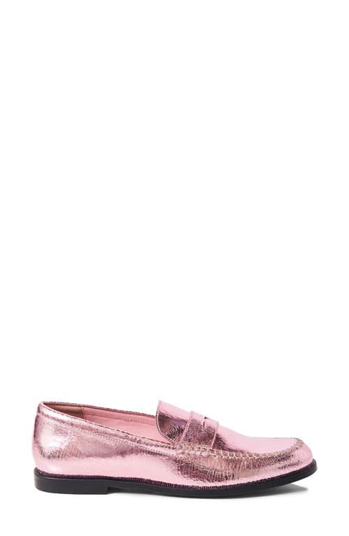Free People Contrast Stitch Penny Loafer In Pink