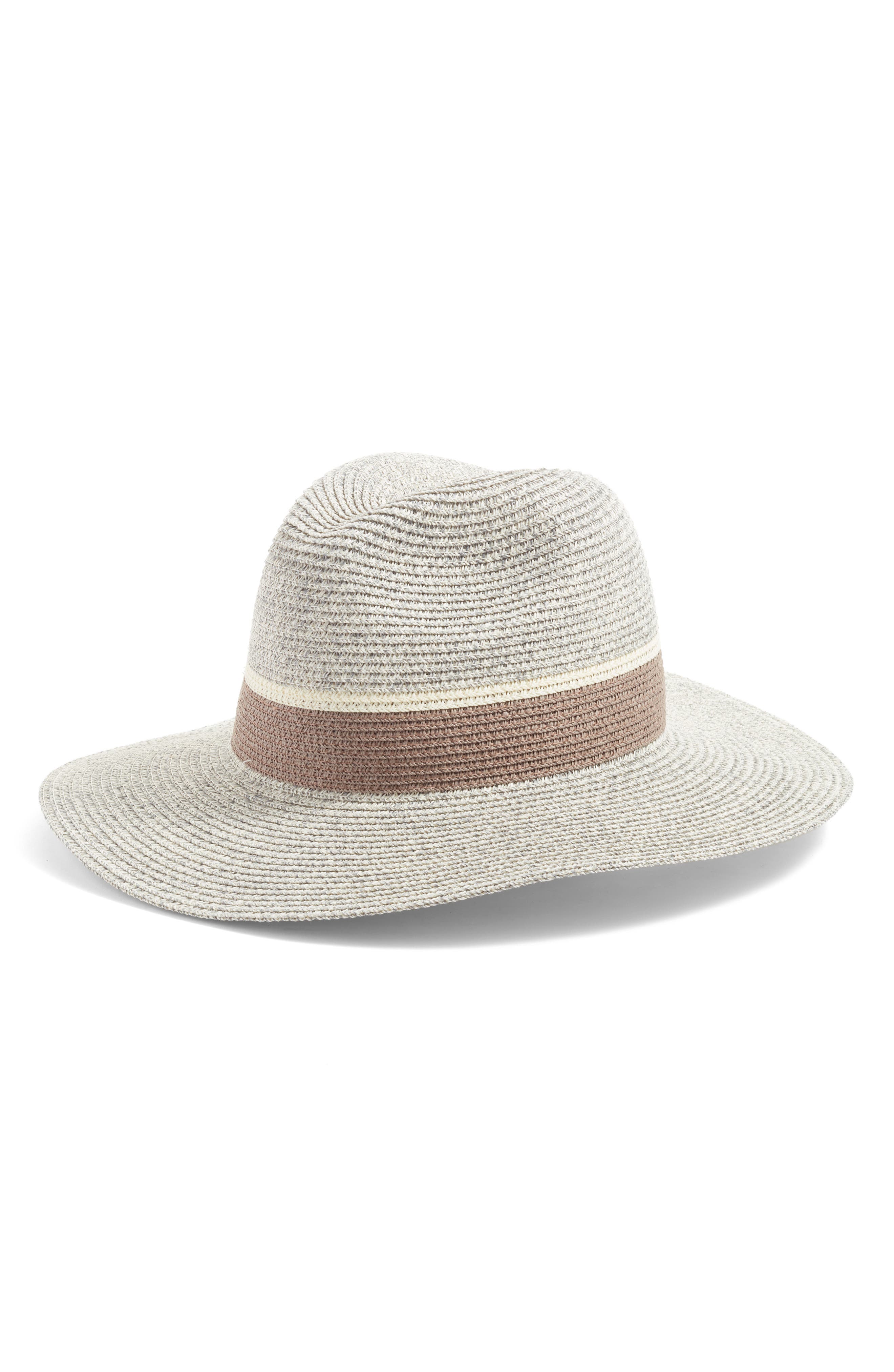 Halogenr Packable Panama Hat In Grey 