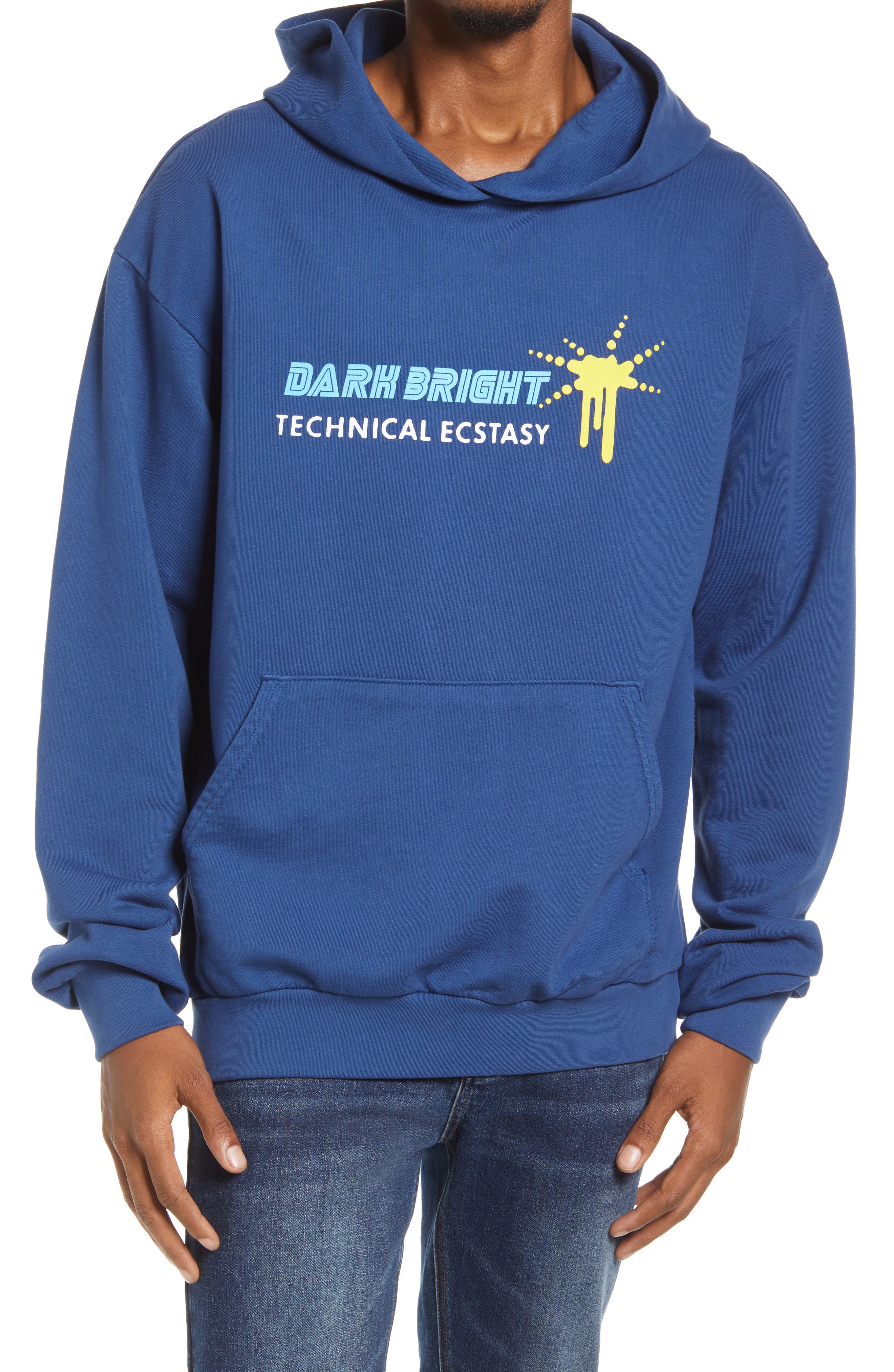 DARKBRIGHT Technical Ecstasy Oversize Graphic Hoodie in Blue at Nordstrom