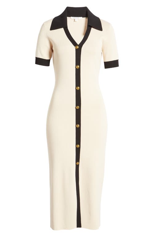 Shop Zoe And Claire Collared Button Front Sweater Dress In Cream