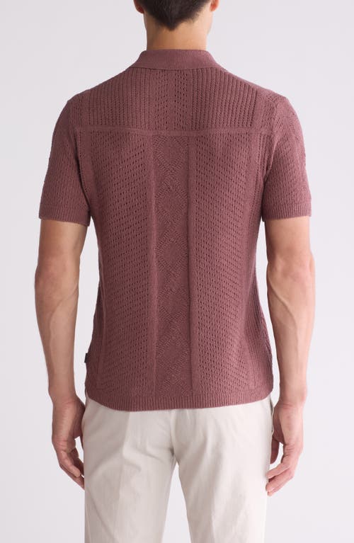 Shop John Varvatos Theo Pointelle Polo Sweater In Mauvewood