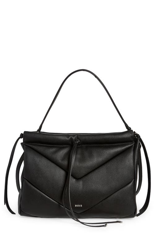 BOSS Katlin Small Quilted Faux Leather Tote in Black