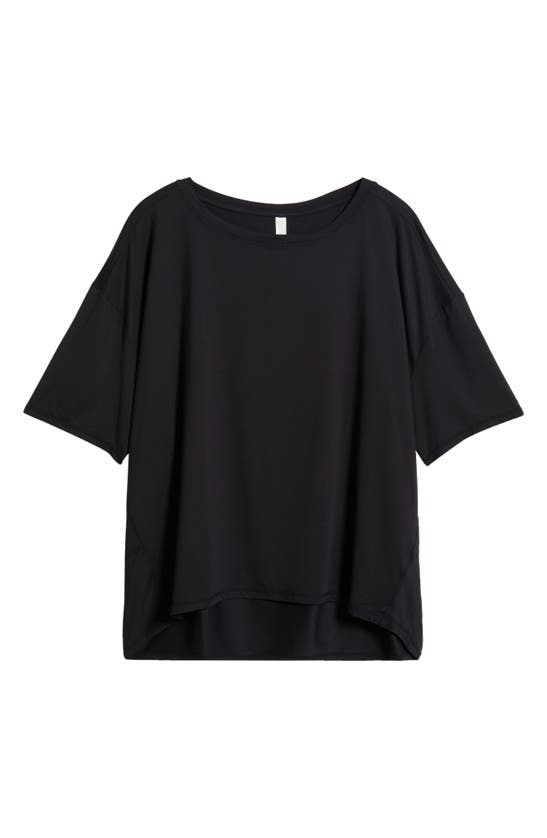 Shop Zella Equilibrium Short Sleeve Cocoon T-shirt In Black