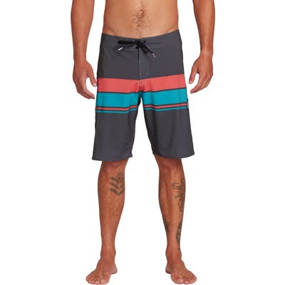 Volcom Lido Liney Stripe Board Shorts, Black