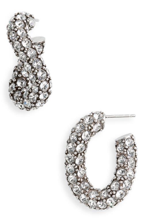 Isabel Marant Funky Crystal Pavé Oblong Hoop Earrings In Metallic