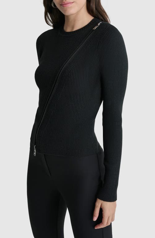 Shop Dkny Asymmetric Zip Detail Sweater In Black