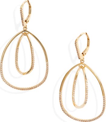 Nordstrom Pavé Inset Oval Orbital Earrings in Clear- Gold at Nordstrom