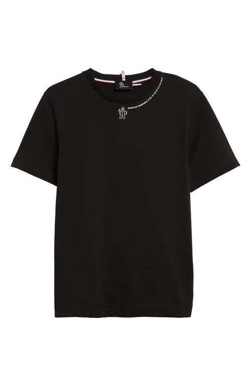 Shop Moncler Logo Cotton T-shirt In Black