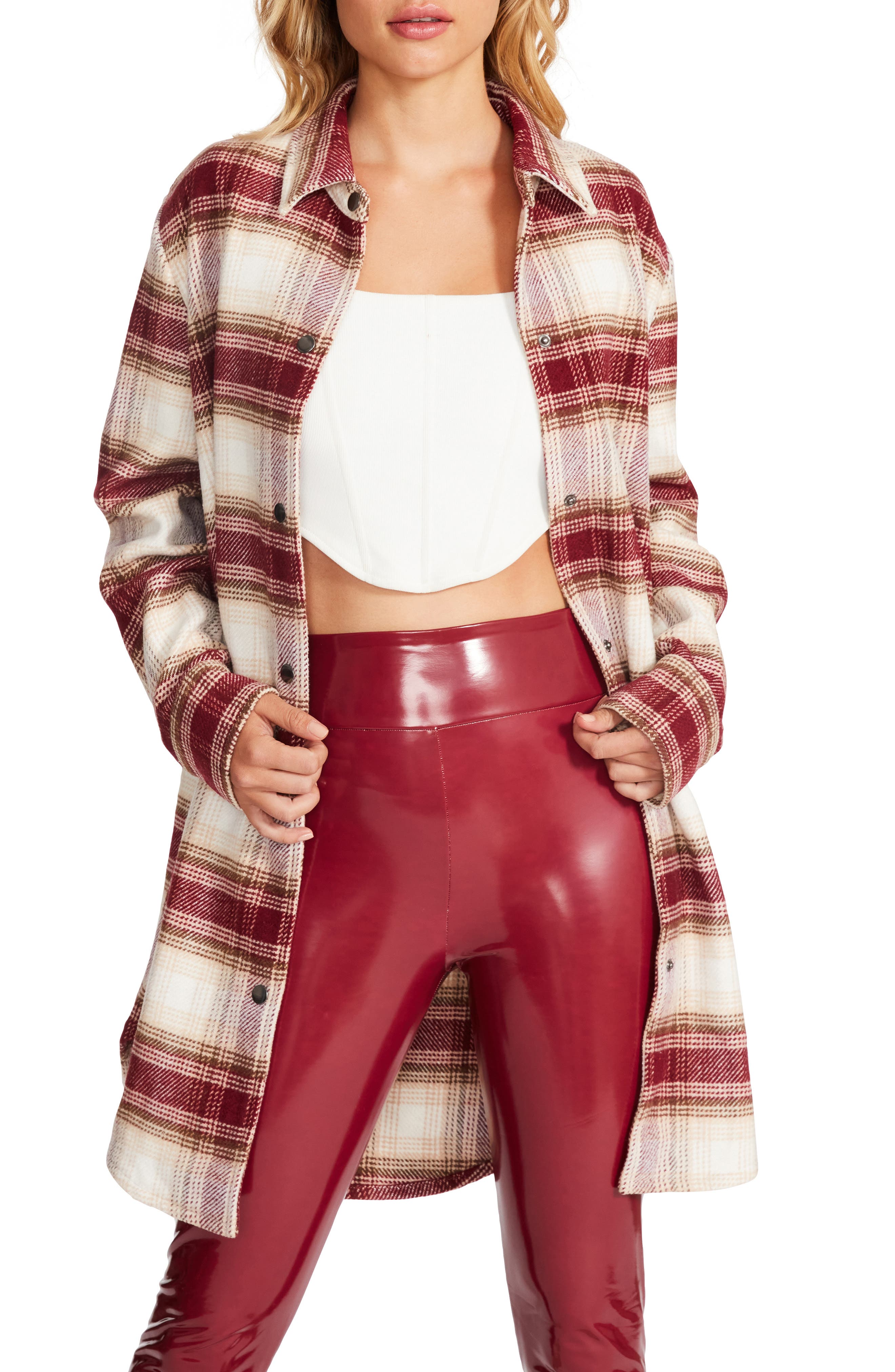 Steve Madden Plaid Shirt Jacket 