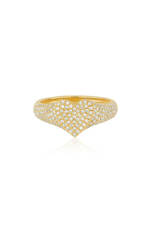 Diamond Heart Signet Ring in 14K Yellow Gold