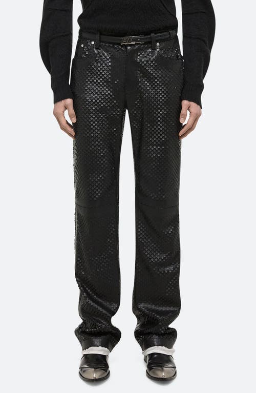 Shop Helmut Lang Worker Hole Punch Leather Straight Leg Pants In Black