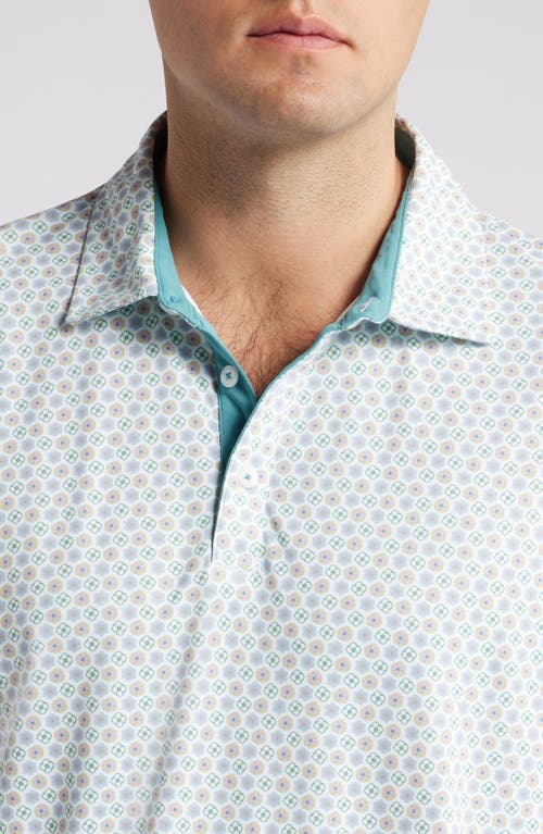 Shop Swannies Caleb Medallion Print Golf Polo In Surf Spray