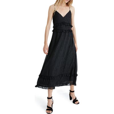 Madewell Shimmer Ruffle Cami Dress, Black