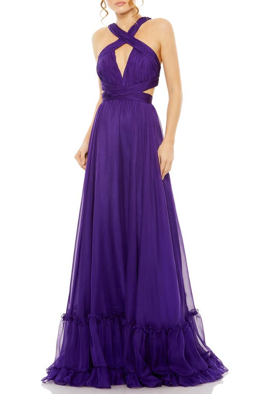 Mac Duggal Keyhole Cutout A-Line Gown Purple at Nordstrom,
