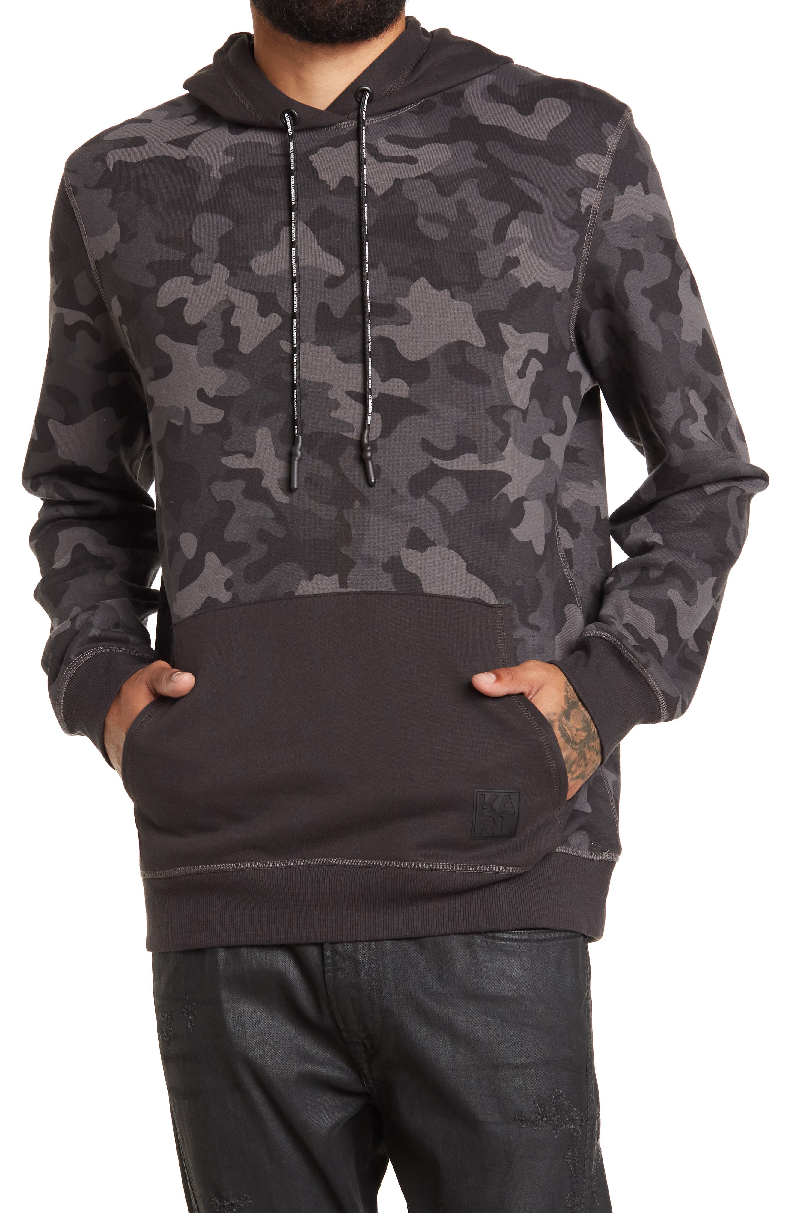 Karl Lagerfeld Camo Pullover Hoodie In 