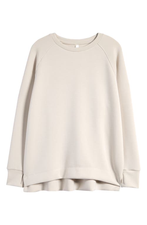 Shop Zella Soft Modal Blend Scuba Oversize Crew Sweatshirt In Grey Moonbeam