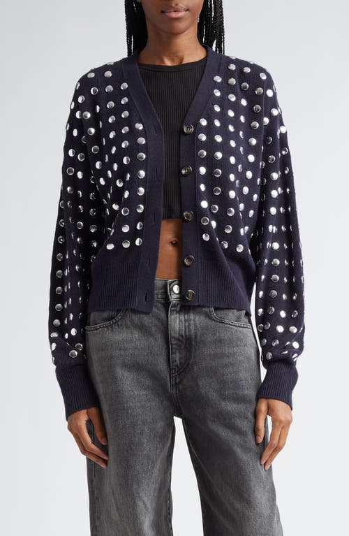 Shop Haikure Chelsea Studded Merino Wool Cardigan In Navy