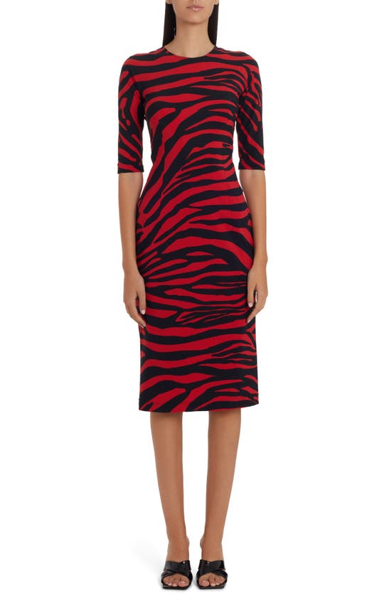 Dolce & Gabbana Zebra Printed Midi Dress In Black Print