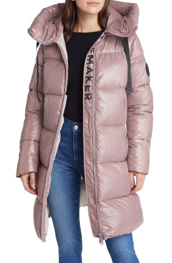 Save The Duck Isabel Quilted Water Resistant Longline Puffer Coat In Withered Rose