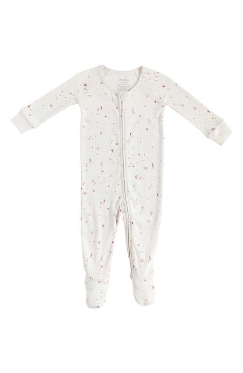 Pehr Stardust Organic Cotton One-piece Pajamas In White/dark Pink