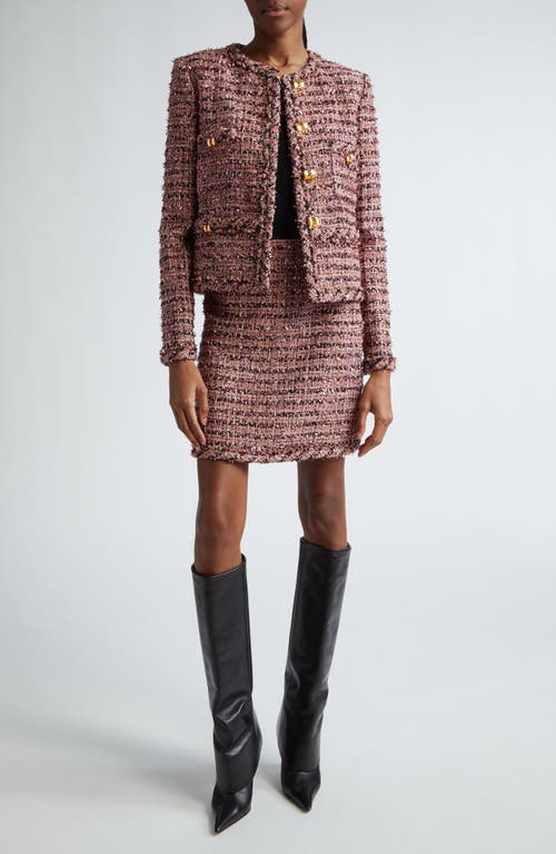 St John St. John Collection Metallic Eyelash Tweed Skirt In Napa Pink Multi