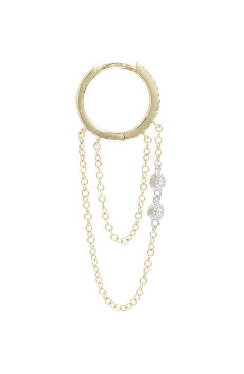 Meira T 14k Yellow And White Gold Pave Diamond Star Hoop Earrings In Yellow
