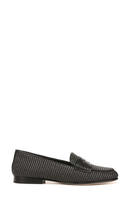 Veronica Beard Raffia Leather Slip-on Penny Loafers In Black/black