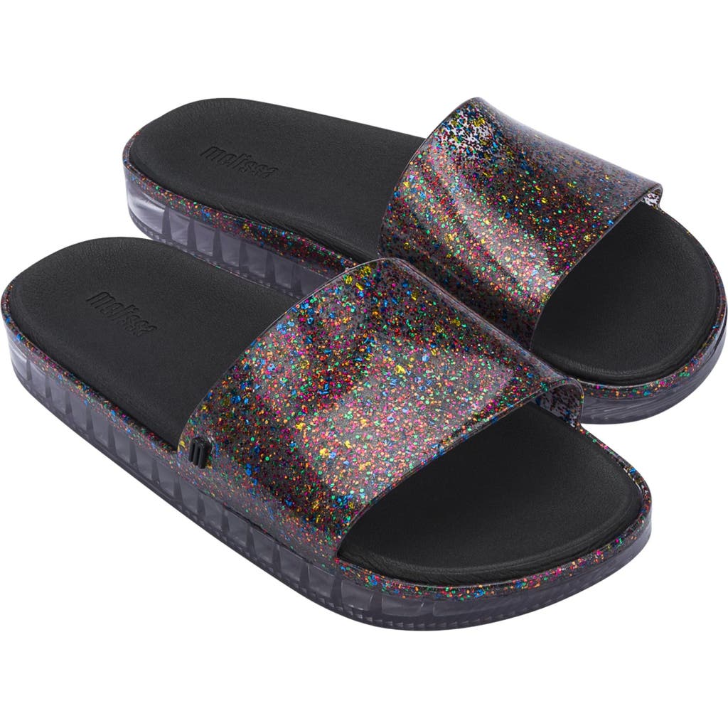 Melissa Beach Slide Sandal In Glitter/clear