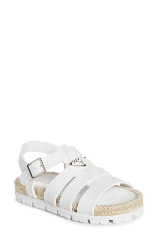 Prada Espadrille Platform Cage Sandal In White ModeSens