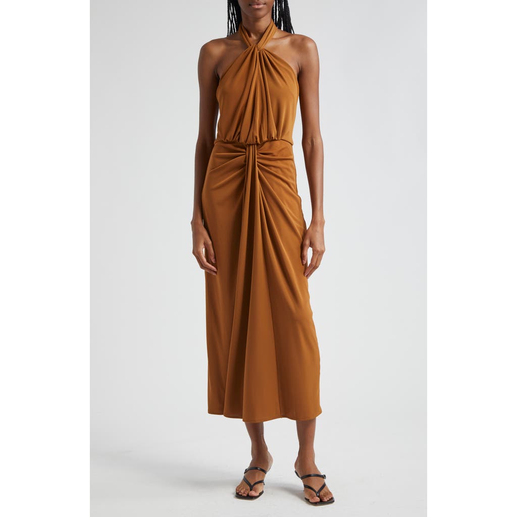Cinq À Sept Kaily Halter Midi Dress In Baked Cookie