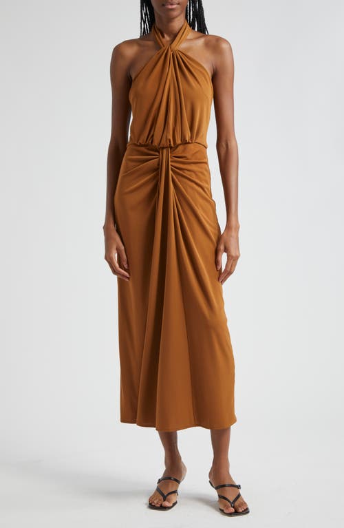 Shop Cinq À Sept Kaily Halter Midi Dress In Baked Cookie