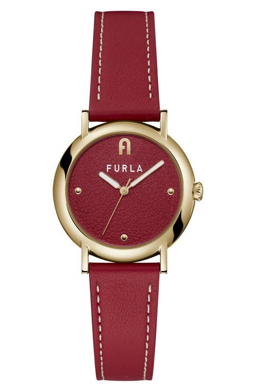 Furla Easy Shape Leather Strap Watch, 32mm In Gold