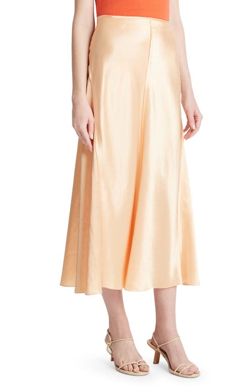 Vince Raw Edge Paneled Satin Slip Skirt In Cantaloupe