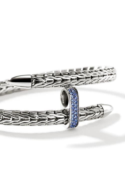 Shop John Hardy Spear Silver Bypass Bracelet In Silver/blue