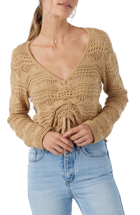 Spiritual Gangster | Amore Crochet Sweater in Stone - Size Large