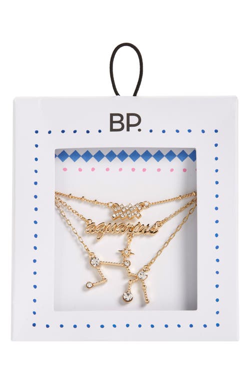 BP. Crystal Zodiac Triple Layer Pendant Necklace in Aquarius- Gold