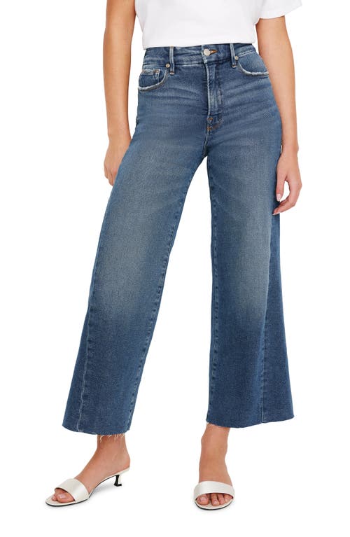 Shop Good American Good Waist Raw Hem High Waist Crop Palazzo Jeans In Indigo549