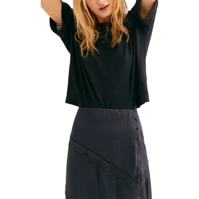 Free People Sweet Surprise Linen Blend Tee, Black