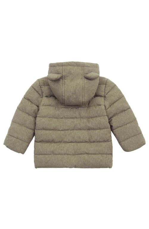 Shop Rokka&rolla Baby Bear Fleece Hooded Puffer Jacket In Beige Textured